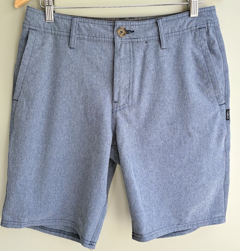 ONeill Hybrid Mens Flat Front Chino Drawstring Shorts Size 30 Blue | Casual Golf